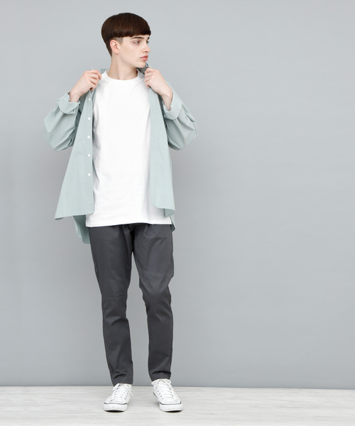 EMMA CLOTHES（エマクローズ）の「COTTON 100% half sleeve cut & sew（Tシャツ/カットソー・メンズ・ブラック/カーキ/チャコールグレー/グリーン/サックスブルー/ブルー/ラベンダー/アクア/ワインレッド/ベージュ/マスタード/アイボリー/チェリーピンク/グレー/ネイビー/ライトピンク/エメラルドブルー/ホワイト/オレンジ/レッド・FREE）」の21枚目の写真