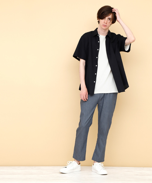 EMMA CLOTHES（エマクローズ）の「COTTON 100% half sleeve cut & sew（Tシャツ/カットソー・メンズ・ブラック/カーキ/チャコールグレー/グリーン/サックスブルー/ブルー/ラベンダー/アクア/ワインレッド/ベージュ/マスタード/アイボリー/チェリーピンク/グレー/ネイビー/ライトピンク/エメラルドブルー/ホワイト/オレンジ/レッド・FREE）」の22枚目の写真