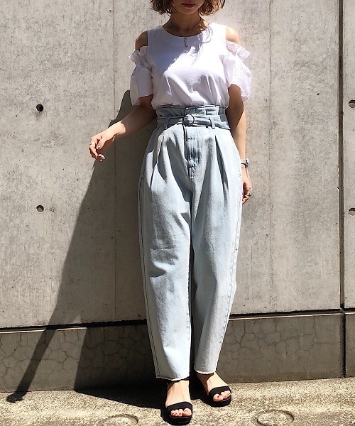 PAGEBOY（ページボーイ）の「デニムマムパンツ（デニムパンツ・レディース・ライトブルー/インディゴブルー/ブルー・FREE）」の2枚目の写真