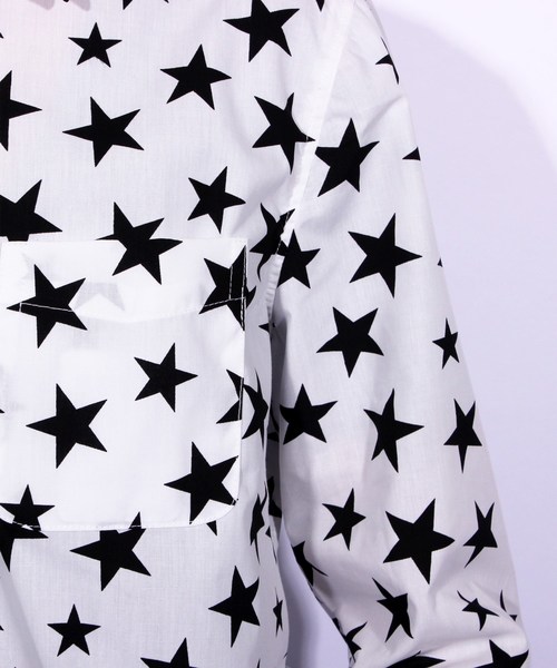 ８(eight)（エイト）の「スター 星柄 長袖シャツ コットン（シャツ/ブラウス・メンズ・ブラック/ネイビー/ホワイト×ブラック/ホワイト×ネイビー・LARGE/MEDIUM）」の12枚目の写真