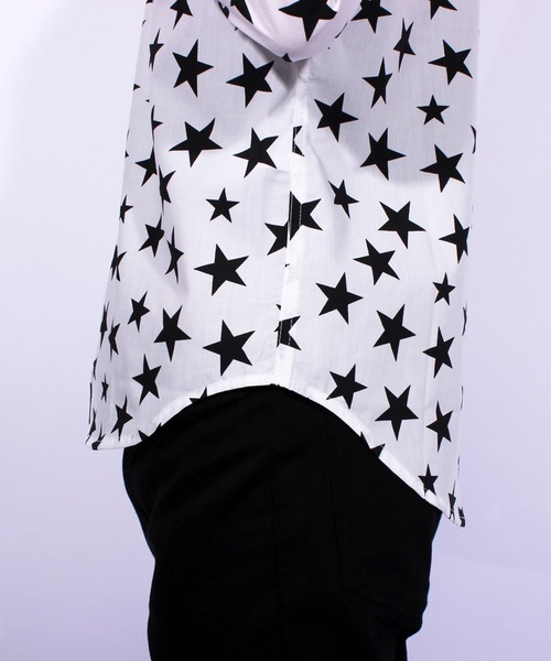 ８(eight)（エイト）の「スター 星柄 長袖シャツ コットン（シャツ/ブラウス・メンズ・ブラック/ネイビー/ホワイト×ブラック/ホワイト×ネイビー・LARGE/MEDIUM）」の14枚目の写真