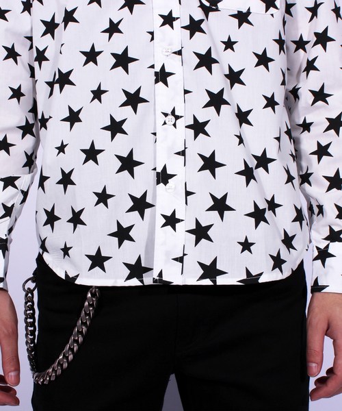８(eight)（エイト）の「スター 星柄 長袖シャツ コットン（シャツ/ブラウス・メンズ・ブラック/ネイビー/ホワイト×ブラック/ホワイト×ネイビー・LARGE/MEDIUM）」の21枚目の写真