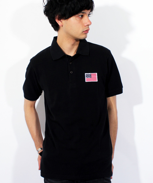 ８(eight)（エイト）の「星条旗 半袖 ポロシャツ インディゴ（ポロシャツ・メンズ・ホワイト/ブラック/インディゴブルー/ブルー・MEDIUM/LARGE/X-LARGE）」の2枚目の写真