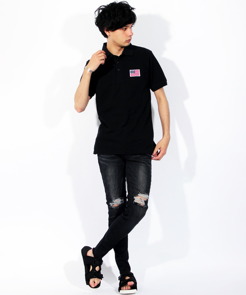 ８(eight)（エイト）の「星条旗 半袖 ポロシャツ インディゴ（ポロシャツ・メンズ・ホワイト/ブラック/インディゴブルー/ブルー・MEDIUM/LARGE/X-LARGE）」の6枚目の写真