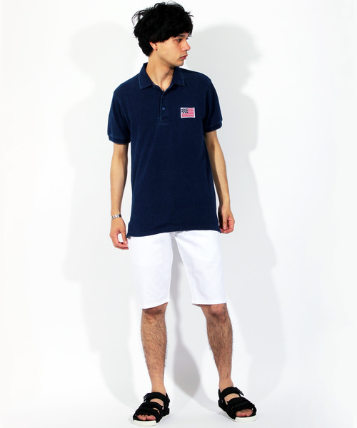 ８(eight)（エイト）の「星条旗 半袖 ポロシャツ インディゴ（ポロシャツ・メンズ・ホワイト/ブラック/インディゴブルー/ブルー・MEDIUM/LARGE/X-LARGE）」の7枚目の写真