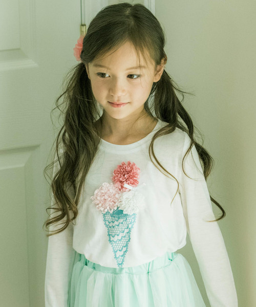 Catherine Cottage（キャサリンコテージ）の「オリジナルプリント　Aラインカットソー（Tシャツ/カットソー・キッズ・ブルー系その他/ピンク系その他/ホワイト系その他4/ホワイト系その他5/ブルー系その他2/ブルー系その他5/パープル系その他2/パープル系その他3/ピンク系その他3/ピンク系その他4・100/110/120/130/140/150）」の2枚目の写真