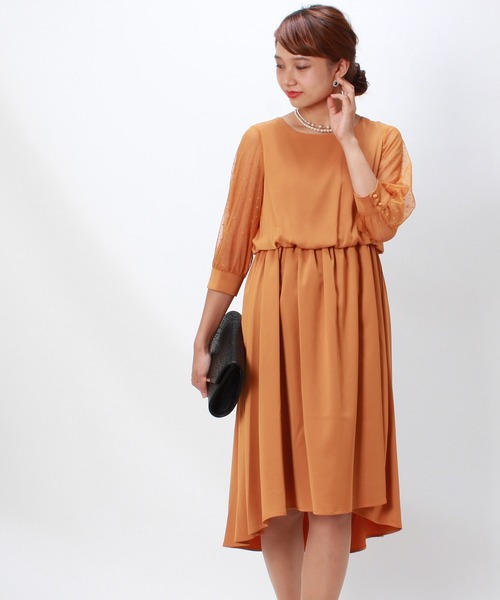 TRUDEA（トルディア）の「ドットチュールウエストゴムロングワンピース/結婚式・成人式・謝恩会ワンピース・パーティードレス（ドレス・レディース・ブラック/ネイビー/グリーン/マスタード/ミント/ブルー・MEDIUM/LARGE/SMALL）」の13枚目の写真