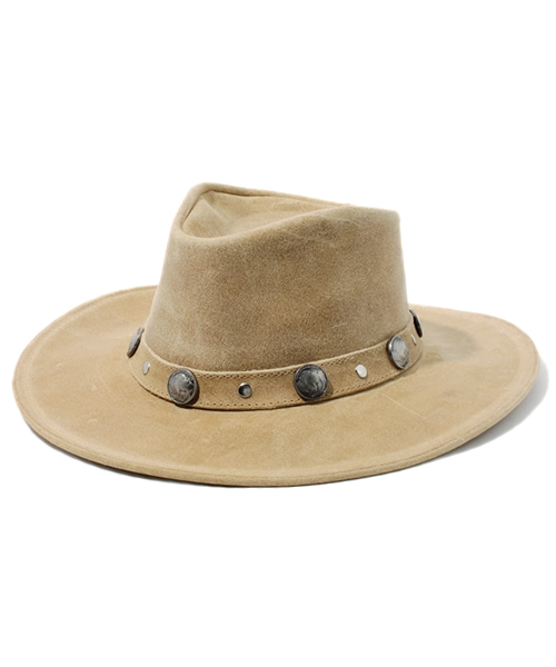 Chapeau Cowboy Minnetonka The Outback - Cuir Noir, Taille X-Large, Nickel Buffle