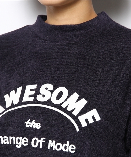 WEGO（ウィゴー）の「WEGO/ハイネックロゴニットソー（ニット/セーター・レディース・アイボリー/杢グレー/サックスブルー/ネイビー・FREE）」の9枚目の写真