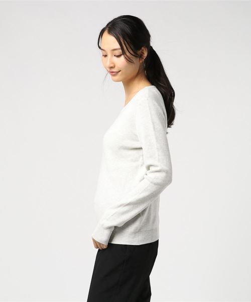 three dots（スリードッツ）の「コットンメランジニット クルーネック（ニット/セーター・レディース・イエロー/ブルー/ライトグレー・SMALL）」の4枚目の写真