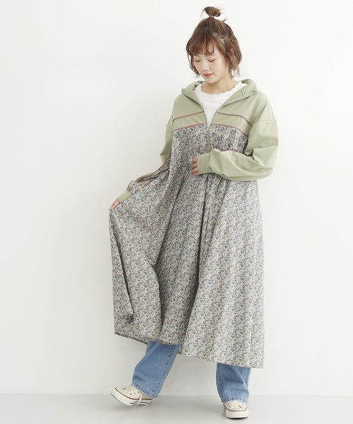 Merlot メルロー の 花柄ドッキングハーフジップワンピース2723 ワンピース Wear