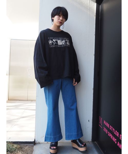 MURUA（ムルーア）の「CATロングTシャツ（Tシャツ/カットソー・レディース・ホワイト/ブラック/ラベンダー・FREE）」の8枚目の写真