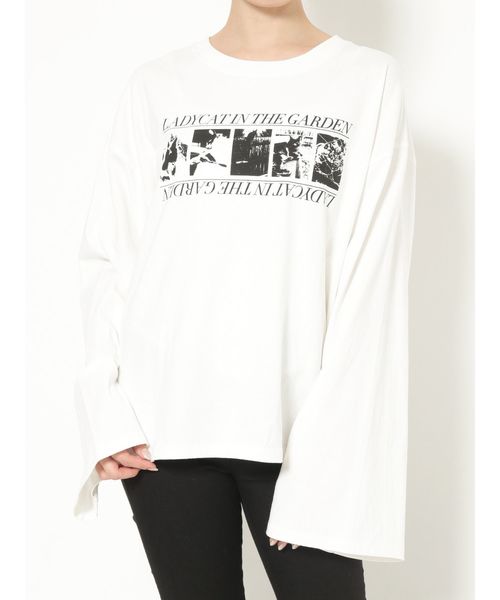 MURUA（ムルーア）の「CATロングTシャツ（Tシャツ/カットソー・レディース・ホワイト/ブラック/ラベンダー・FREE）」の9枚目の写真