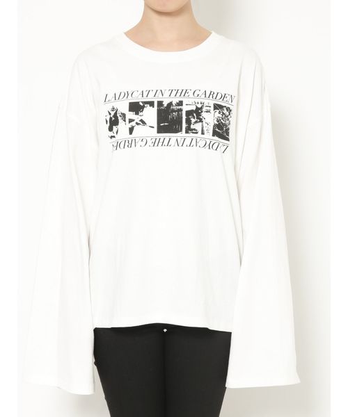 MURUA（ムルーア）の「CATロングTシャツ（Tシャツ/カットソー・レディース・ホワイト/ブラック/ラベンダー・FREE）」の11枚目の写真