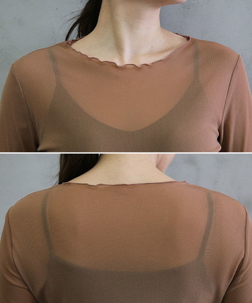 select MOCA（セレクトモカ）の「パワーネットチュールカットソー（Tシャツ/カットソー・レディース・ブラック/ベージュ/ブラウン・FREE）」の9枚目の写真