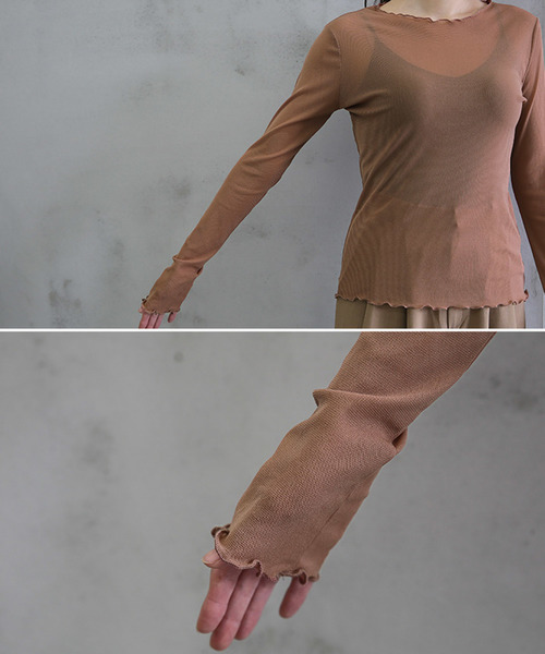 select MOCA（セレクトモカ）の「パワーネットチュールカットソー（Tシャツ/カットソー・レディース・ブラック/ベージュ/ブラウン・FREE）」の5枚目の写真