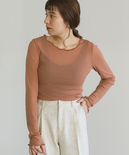 select MOCA（セレクトモカ）の「パワーネットチュールカットソー（Tシャツ/カットソー・レディース・ブラック/ベージュ/ブラウン・FREE）」の14枚目の写真