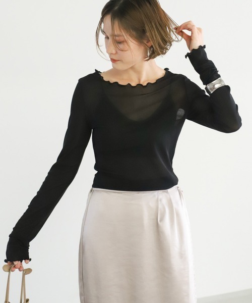 select MOCA（セレクトモカ）の「パワーネットチュールカットソー（Tシャツ/カットソー・レディース・ブラック/ベージュ/ブラウン・FREE）」の17枚目の写真