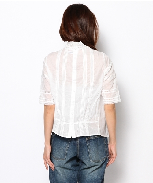 BEAMS BOY（ビームスボーイ）の「BEAMS BOY / 首レース 後ボタン ブラウス（シャツ/ブラウス・レディース・ホワイト・ONE SIZE）」の4枚目の写真