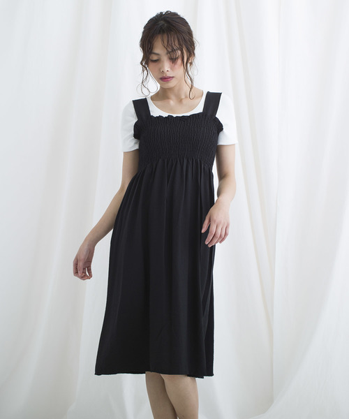 LUGG NAGG(ラグナグ)の「【Jewelobe/ ジュエローブ】 シャーリングサス付きワンピース(ワンピース・レディース・ピンク/サックスブルー/ベージュ/ブラック・FREE)」の2枚目の写真