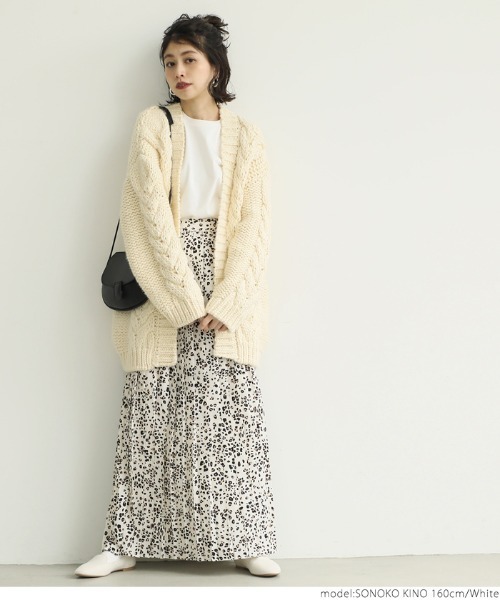 coca（coca）（コカ）の「レオパード柄ロング丈プリーツスカート（スカート・レディース・ホワイト/ブラウン・ONE SIZE）」の14枚目の写真
