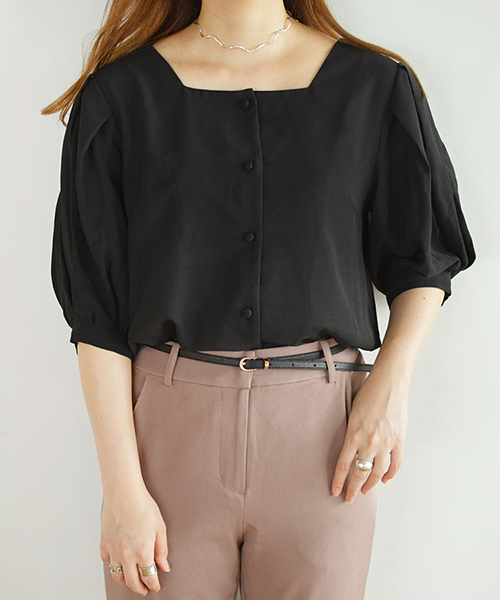 PairPair（ペアペア）の「スクエアネックバックリボンブラウス（シャツ/ブラウス・レディース・ブラック/アイボリー・FREE）」の2枚目の写真