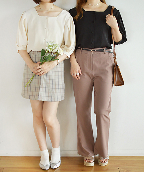 PairPair（ペアペア）の「スクエアネックバックリボンブラウス（シャツ/ブラウス・レディース・ブラック/アイボリー・FREE）」の3枚目の写真