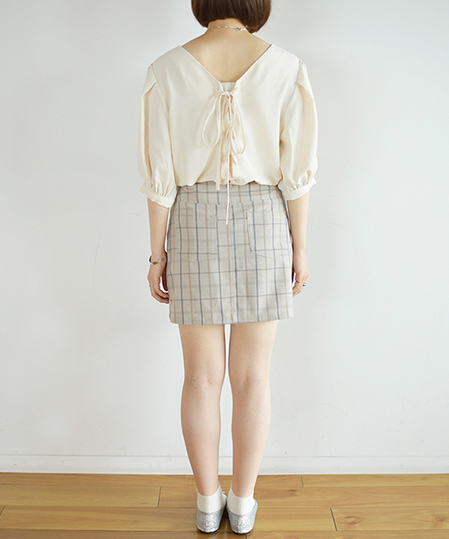 PairPair（ペアペア）の「スクエアネックバックリボンブラウス（シャツ/ブラウス・レディース・ブラック/アイボリー・FREE）」の6枚目の写真