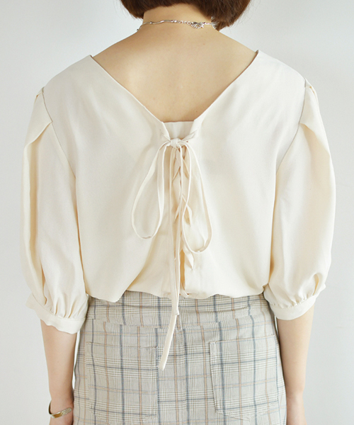 PairPair（ペアペア）の「スクエアネックバックリボンブラウス（シャツ/ブラウス・レディース・ブラック/アイボリー・FREE）」の9枚目の写真