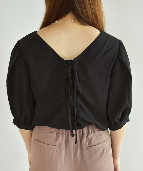 PairPair（ペアペア）の「スクエアネックバックリボンブラウス（シャツ/ブラウス・レディース・ブラック/アイボリー・FREE）」の14枚目の写真