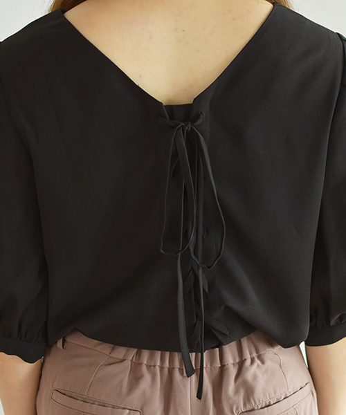 PairPair（ペアペア）の「スクエアネックバックリボンブラウス（シャツ/ブラウス・レディース・ブラック/アイボリー・FREE）」の16枚目の写真