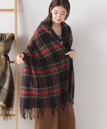 OMNES | ウール混大判チェックフリンジストール(ストール/ショール)