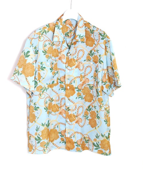 meagratia（メアグラーティア）の「Flower print open collar shirt（シャツ/ブラウス・メンズ・サックスブルー/グリーン・1/2/3/4）」の2枚目の写真