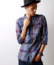 WEGO | WEGO/メランジタータンチェック7分袖シャツ(シャツ/ブラウス)