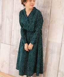 PREFERIR | ドット柄 ロング ワンピース【日テレ・oha!4番組着用】(シャツワンピース)