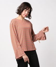 【U-BASIC】べルタイプロング袖ストライプTシャツ