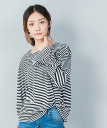 【U-BASIC】べルタイプロング袖ストライプTシャツ