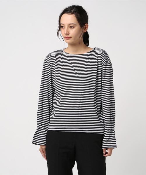 FUNALIVE（ファンアライブ）の「【U-BASIC】べルタイプロング袖ストライプTシャツ（Tシャツ/カットソー・レディース・オレンジ/ブラック・FREE）」の9枚目の写真