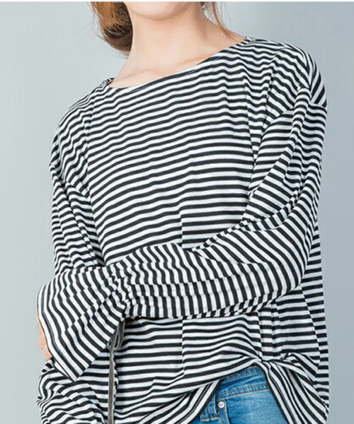 FUNALIVE（ファンアライブ）の「【U-BASIC】べルタイプロング袖ストライプTシャツ（Tシャツ/カットソー・レディース・オレンジ/ブラック・FREE）」の12枚目の写真