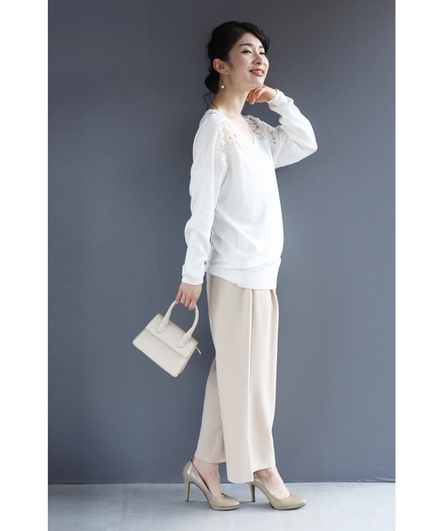 フランス発 Sandro 上品可愛い! パールレース ニット 上下セット パール sandro(サンドロ) トップス(レディース) - 海外通販のBUYMA