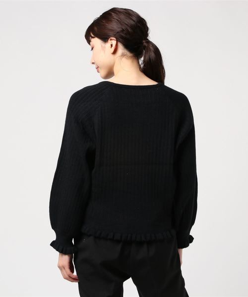 flower(フラワー)の「フリルリブニット(ニット/セーター・レディース・ブラック/ベージュ/アイボリー・FREE)」の5枚目の写真