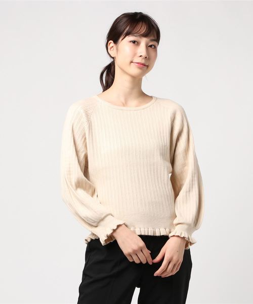 flower(フラワー)の「フリルリブニット(ニット/セーター・レディース・ブラック/ベージュ/アイボリー・FREE)」の8枚目の写真