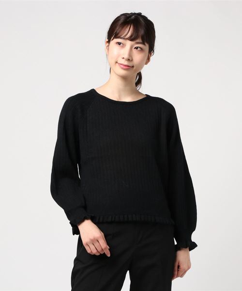 flower(フラワー)の「フリルリブニット(ニット/セーター・レディース・ブラック/ベージュ/アイボリー・FREE)」の7枚目の写真