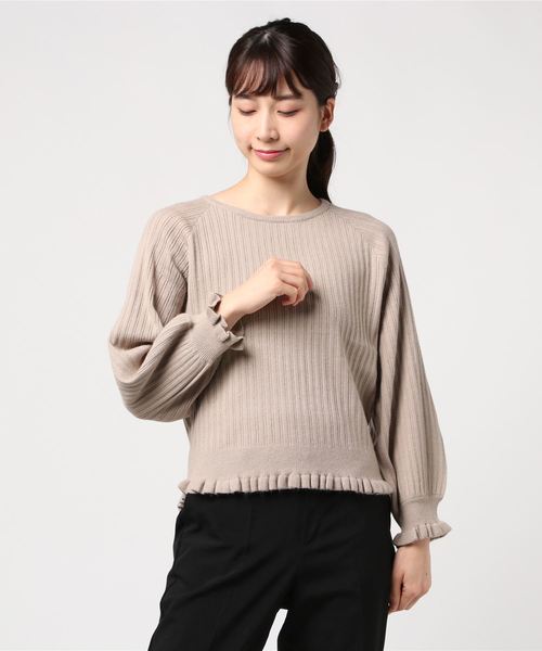 flower(フラワー)の「フリルリブニット(ニット/セーター・レディース・ブラック/ベージュ/アイボリー・FREE)」の6枚目の写真