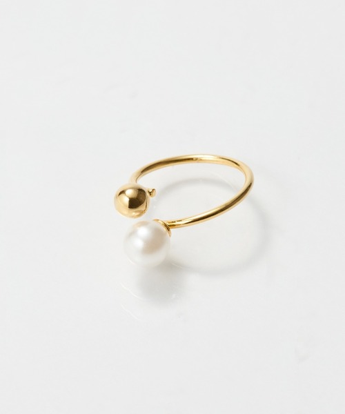 セール】【サイズ調整可能】Eye catchingパールリング（リング