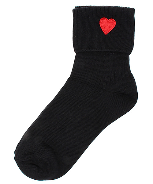 WEGO（ウィゴー）の「WEGO/ハート折り返しソックス（ソックス/靴下・レディース・ホワイト/ブラック/レッド・FREE）」の2枚目の写真