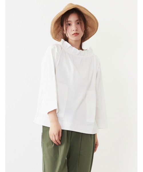 POU DOU DOU（プードゥドゥ）の「天竺フィッシャーマンスモック（Tシャツ/カットソー・レディース・オフホワイト/アイボリー/ダークグレー・3）」の2枚目の写真