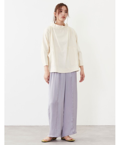 POU DOU DOU（プードゥドゥ）の「天竺フィッシャーマンスモック（Tシャツ/カットソー・レディース・オフホワイト/アイボリー/ダークグレー・3）」の4枚目の写真