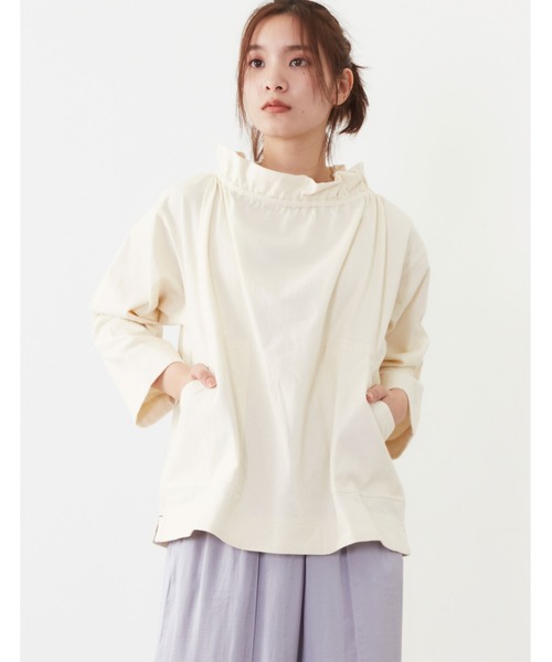 POU DOU DOU（プードゥドゥ）の「天竺フィッシャーマンスモック（Tシャツ/カットソー・レディース・オフホワイト/アイボリー/ダークグレー・3）」の7枚目の写真