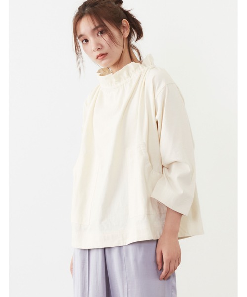 POU DOU DOU（プードゥドゥ）の「天竺フィッシャーマンスモック（Tシャツ/カットソー・レディース・オフホワイト/アイボリー/ダークグレー・3）」の8枚目の写真